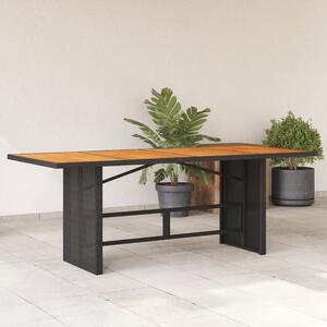 Xorell Garden Black Acacia Wood Top Dining Table with Poly Rattan Base