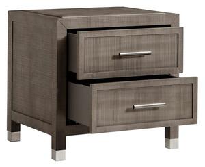 Raffles 2 Drawer Bedside Table Grey, Bedside Table - Andrew Martin