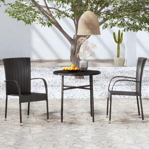 Yaviso Garden Poly Rattan Dining Table with 2 Chairs in Black