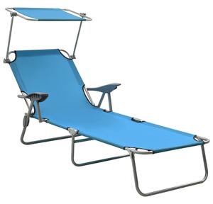 Xavien Outdoor Sun Lounger with Metal Frame in Blue