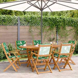 Yirova Garden Acacia Wood Dining Table with 6 Chairs in Green and Brown