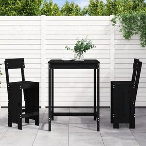 Xandor Garden Solid Wood Bar Table with 2 Stools in Black