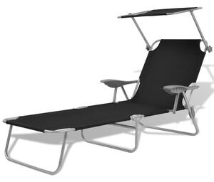 Xavien Outdoor Sun Lounger with Metal Frame in Black
