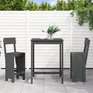 Xandor Garden Solid Wood Bar Table with 2 Stools in Grey