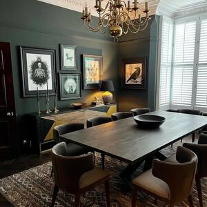 Juno Dining Chair Grey, Chair, Grey/Black - Andrew Martin Velvet