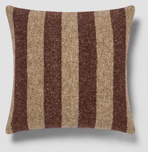 Mocha & Oatmeal Wide Stripe Wool Square Cushion Cover | 50x50cm | Piglet in Bed