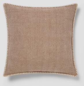 Mocha Herringbone Wool Square Cushion Cover | 50x50cm | Piglet in Bed