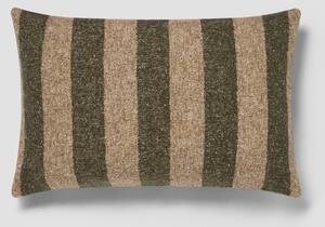 Fern Green & Oatmeal Wide Stripe Wool Rectangle Cushion Cover | 40x60cm | Piglet in Bed