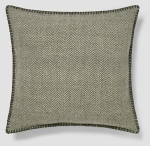 Fern Green Herringbone Wool Square Cushion Cover | 50x50cm | Piglet in Bed