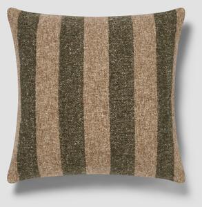 Fern Green & Oatmeal Wide Stripe Wool Square Cushion Cover | 50x50cm | Piglet in Bed