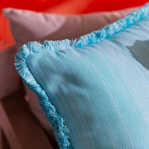 Riviera Turquoise, Hollowfibre, Cushion, 55cm x 55cm - Andrew Martin Sophie Paterson Herringbone