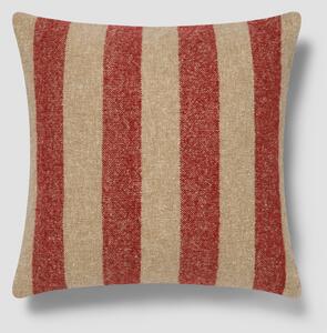 Sandstone Red & Oatmeal Wide Stripe Wool Square Cushion Cover | 50x50cm | Piglet in Bed
