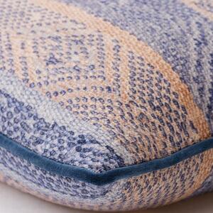 Isthmus Denim, Sustainable Feather, Cushion, 55cm x 55cm - Andrew Martin Linen & Linen Blend & Viscose Blend Herringbone & Stripe