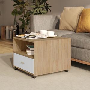 Coffee Table White and Sonoma Oak 55x55x40 cm Engineered Wood