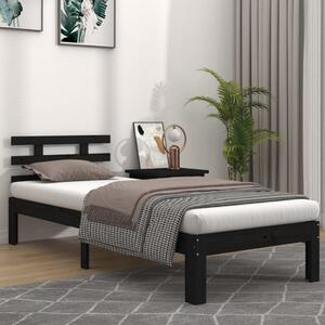 Bed Frame without Mattress Black Solid Wood 90x200 cm