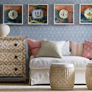 Rhubarb Geranium, Sustainable Feather, Cushion, 55cm x 55cm - Andrew Martin Linen & Linen Blend Stripe