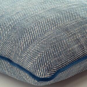 Summit Denim, Sustainable Feather, Cushion, 55cm x 55cm - Andrew Martin Viscose Blend Herringbone & Plain & Weave