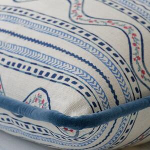 Flow Denim, Sustainable Feather, Cushion, Pink - Andrew Martin Kit Kemp Linen & Linen Blend Floral & Stripe
