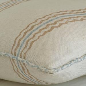 Rhubarb Stone, Sustainable Feather, Cushion, 55cm x 55cm, Sky - Andrew Martin Linen & Linen Blend Stripe