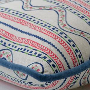 Flow Pink, Sustainable Feather, Cushion - Andrew Martin Kit Kemp Linen & Linen Blend Floral & Stripe