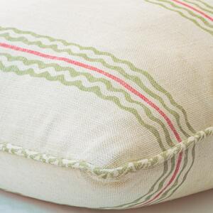 Rhubarb Fennel, Sustainable Feather, Cushion, 55cm x 55cm - Andrew Martin Linen & Linen Blend Stripe