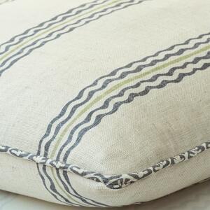 Rhubarb Iris, Sustainable Feather, Cushion, 55cm x 55cm - Andrew Martin Linen & Linen Blend Stripe