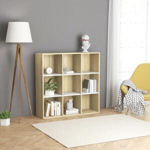 Book Cabinet White and Sonoma Oak 98x30x98 cm Engineered Wood