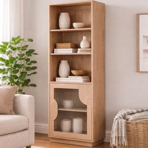 Inglewood Wooden Bookcase With 1 Door In Natural