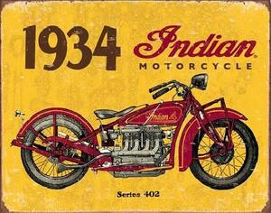 Metal sign INDIAN MOTORCYCLES - 1934, (40 x 31.5 cm)