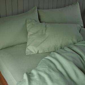 Piglet Sage Green 100% Linen Fitted Sheet Size King