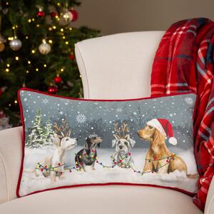 EvansLichfield Xmas Dog Rectangle Cushion MultiColoured