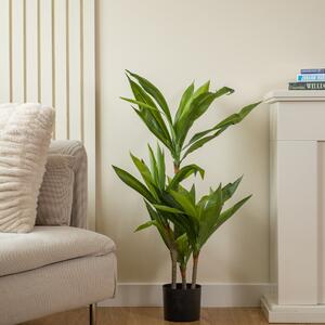 Artificial Real Touch Dracaena Tree in Black Plant Pot Green
