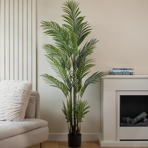Artificial Tall Real Touch Pearl Palm Tree in Black Plant Pot Green