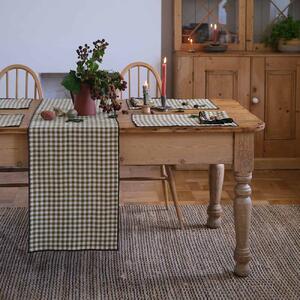 Botanical Green Gingham 100% Linen Table Runner | Default | Piglet in Bed