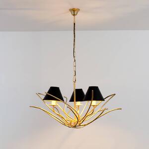 Holländer Elba chandelier, 3-bulb, black/gold