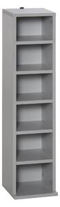 HOMCOM 204 CD Media Display Shelf Unit Set of 2 Blu-Ray DVD Tower Rack w/ Adjustable Shelves Bookcase Storage Organiser, Grey