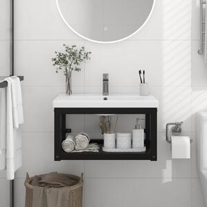 Wall-mounted Bathroom Washbasin Frame Black 59x38x31 cm Iron