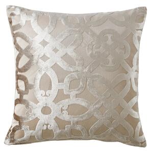 Catherine Lansfield Lattice Cut Velvet Filled Cushion 43cm x 43cm Natural