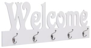 Wall Mounted Coat Rack WELCOME White 74x29.5 cm