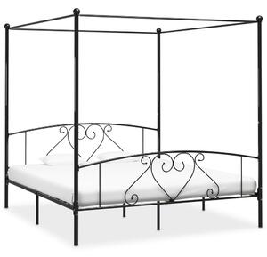 Bed Frame without Mattress with Canopy Black 180x200 cm Super King Metal