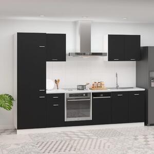 7 Piece Kitchen Cabinet Set Black Engineered Wood