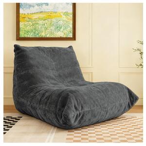 Modern Bean Bag Lazy Sofa with Stylish Chenille Finish, Ergonomic Bean Bag Chair for Compact Spaces, 110L x 90W x 67H cm, Dark Gray Aosom UK