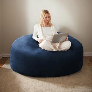 Large Bean Bag Sofa Chair with Space-Saving Design, Eco-Friendly Bead Filling, Temporary Guest Bed for Adults, 150L x 150W x 60H cm, Blue Aosom UK