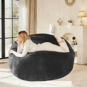 5-Foot Bean Bag Sofa Chair with Eco-Friendly Bead Filling, Reading Lounger Perfect for Pressure-Relieving, 120L x 120W x 60H cm, Dark Gray Aosom UK