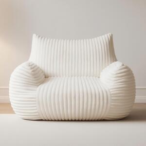 Ultra-Soft Fur Bean Bag Chair with High-Density Shredded Foam, Ergonomic Sofa with Skin-Friendly Lint-Free Fur, 117L x 98W x 75H cm, White Aosom UK