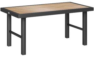 Outsunny Metal Garden Coffee Table, Outdoor Side Table with SPC Woodgrain Tabletop for Outside, Garden, Balcony, Porch, 100 x 53 x 46cm, Brown Wood Effect