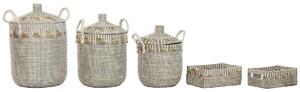 Basket set Home ESPRIT White Natural Seagrass (5 Pieces)