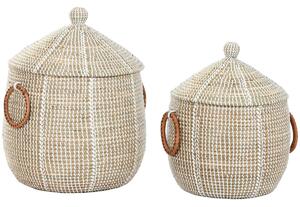 Basket set Home ESPRIT White Natural Seagrass (2 Pieces)