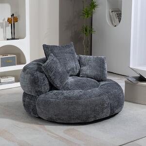 Skin-Friendly Chenille Bean Bag Chair with 3 Pillows, Memory Foam Filling, High Back Lounger for Adults, Kids, 108L x 108W x 52H cm, Gray Aosom UK