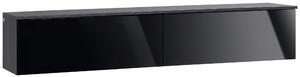 HOMCOM Floating TV Unit Stand for TVs up to 70" with High Gloss Effect, Wall Mounted Media Console with Storage Cupboards, Grey and Black